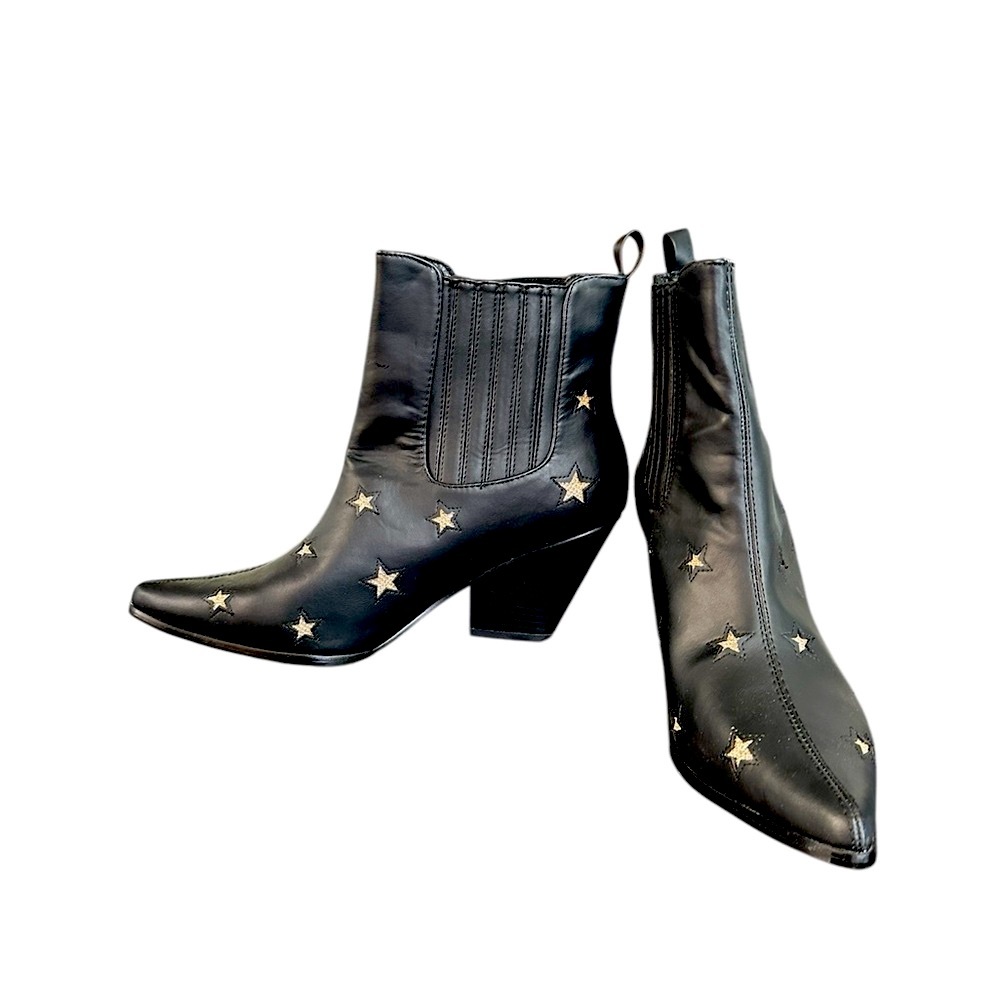 Black Star-Embellished Ankle Boots - Picture 3 of 5